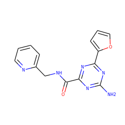 Nc1nc(C(=O)NCc2ccccn2)nc(-c2ccco2)n1 ZINC000045389515