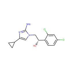 Nc1nc(C2CC2)cn1C[C@@H](O)c1ccc(Cl)cc1Cl ZINC000169351086