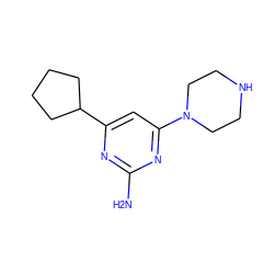 Nc1nc(C2CCCC2)cc(N2CCNCC2)n1 ZINC000114199084