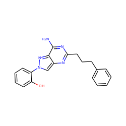 Nc1nc(CCCc2ccccc2)nc2cn(-c3ccccc3O)nc12 ZINC000653853361