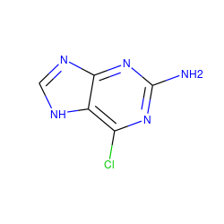 Nc1nc(Cl)c2[nH]cnc2n1 ZINC000006523923