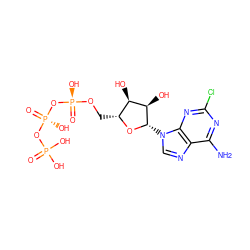 Nc1nc(Cl)nc2c1ncn2[C@@H]1O[C@H](CO[P@@](=O)(O)O[P@@](=O)(O)OP(=O)(O)O)[C@@H](O)[C@H]1O ZINC000004475125