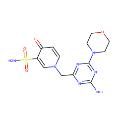 Nc1nc(Cn2ccc(=O)c(S(N)(=O)=O)c2)nc(N2CCOCC2)n1 ZINC000095562511