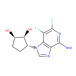 Nc1nc(F)c(F)c2c1ncn2[C@@H]1CC[C@@H](O)[C@H]1O ZINC000117805115