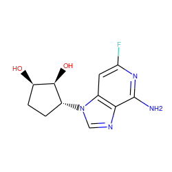 Nc1nc(F)cc2c1ncn2[C@@H]1CC[C@@H](O)[C@H]1O ZINC000117789646