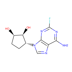 Nc1nc(F)nc2c1ncn2[C@@H]1CC[C@@H](O)[C@H]1O ZINC000117806515