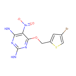 Nc1nc(N)c([N+](=O)[O-])c(OCc2cc(Br)cs2)n1 ZINC000066104387