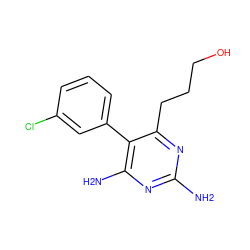 Nc1nc(N)c(-c2cccc(Cl)c2)c(CCCO)n1 ZINC000013559292