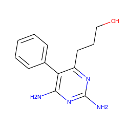 Nc1nc(N)c(-c2ccccc2)c(CCCO)n1 ZINC000013559291