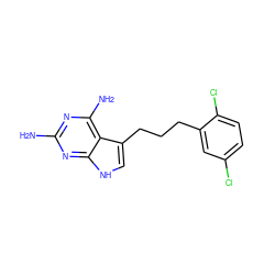 Nc1nc(N)c2c(CCCc3cc(Cl)ccc3Cl)c[nH]c2n1 ZINC000038237859