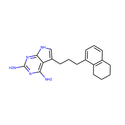 Nc1nc(N)c2c(CCCc3cccc4c3CCCC4)c[nH]c2n1 ZINC000045338083