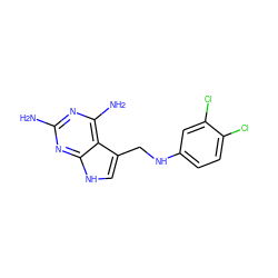 Nc1nc(N)c2c(CNc3ccc(Cl)c(Cl)c3)c[nH]c2n1 ZINC000013652157