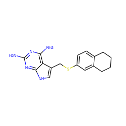 Nc1nc(N)c2c(CSc3ccc4c(c3)CCCC4)c[nH]c2n1 ZINC000045355868