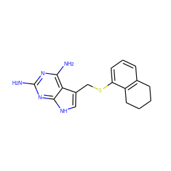 Nc1nc(N)c2c(CSc3cccc4c3CCCC4)c[nH]c2n1 ZINC000045392463