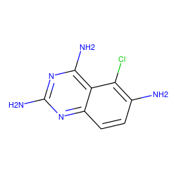 Nc1nc(N)c2c(Cl)c(N)ccc2n1 ZINC000013282329