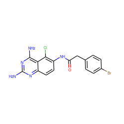 Nc1nc(N)c2c(Cl)c(NC(=O)Cc3ccc(Br)cc3)ccc2n1 ZINC000025967490