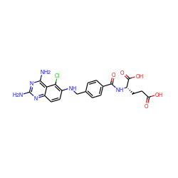 Nc1nc(N)c2c(Cl)c(NCc3ccc(C(=O)N[C@@H](CCC(=O)O)C(=O)O)cc3)ccc2n1 ZINC000029327102