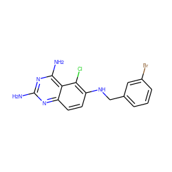 Nc1nc(N)c2c(Cl)c(NCc3cccc(Br)c3)ccc2n1 ZINC000027903247