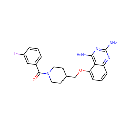 Nc1nc(N)c2c(OCC3CCN(C(=O)c4cccc(I)c4)CC3)cccc2n1 ZINC000115352395