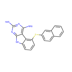 Nc1nc(N)c2c(n1)[nH]c1cccc(Sc3ccc4ccccc4c3)c12 ZINC001772601754