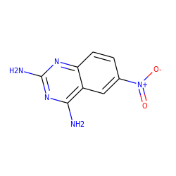 Nc1nc(N)c2cc([N+](=O)[O-])ccc2n1 ZINC000004243021