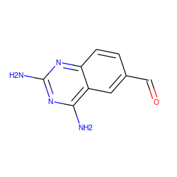 Nc1nc(N)c2cc(C=O)ccc2n1 ZINC000001872285