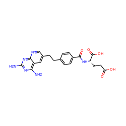 Nc1nc(N)c2cc(CCc3ccc(C(=O)N[C@@H](CCC(=O)O)C(=O)O)cc3)cnc2n1 ZINC000027215165