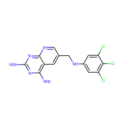 Nc1nc(N)c2cc(CNc3cc(Cl)c(Cl)c(Cl)c3)cnc2n1 ZINC000013529611