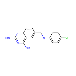 Nc1nc(N)c2cc(CNc3ccc(Cl)cc3)ccc2n1 ZINC000001768091