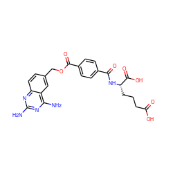 Nc1nc(N)c2cc(COC(=O)c3ccc(C(=O)N[C@@H](CCCC(=O)O)C(=O)O)cc3)ccc2n1 ZINC000013525048