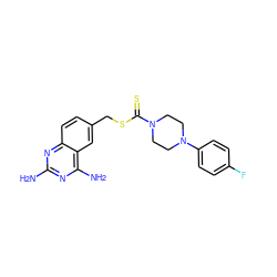 Nc1nc(N)c2cc(CSC(=S)N3CCN(c4ccc(F)cc4)CC3)ccc2n1 ZINC000096270827