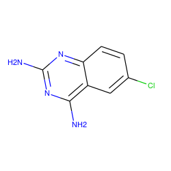 Nc1nc(N)c2cc(Cl)ccc2n1 ZINC000013284775