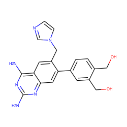 Nc1nc(N)c2cc(Cn3ccnc3)c(-c3ccc(CO)c(CO)c3)cc2n1 ZINC000169706532