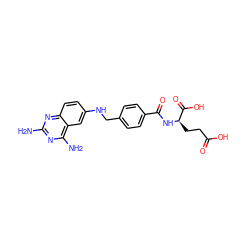 Nc1nc(N)c2cc(NCc3ccc(C(=O)N[C@H](CCC(=O)O)C(=O)O)cc3)ccc2n1 ZINC000001565330