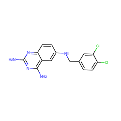 Nc1nc(N)c2cc(NCc3ccc(Cl)c(Cl)c3)ccc2n1 ZINC000013285095