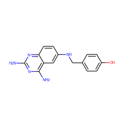 Nc1nc(N)c2cc(NCc3ccc(O)cc3)ccc2n1 ZINC000028012713