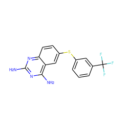 Nc1nc(N)c2cc(Sc3cccc(C(F)(F)F)c3)ccc2n1 ZINC000013282326