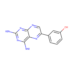 Nc1nc(N)c2nc(-c3cccc(O)c3)cnc2n1 ZINC000028711056