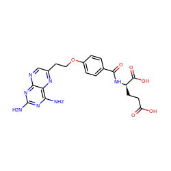 Nc1nc(N)c2nc(CCOc3ccc(C(=O)N[C@H](CCC(=O)O)C(=O)O)cc3)cnc2n1 ZINC000001573354