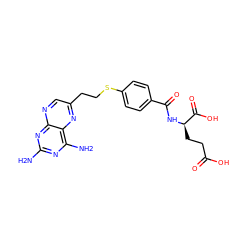 Nc1nc(N)c2nc(CCSc3ccc(C(=O)N[C@H](CCC(=O)O)C(=O)O)cc3)cnc2n1 ZINC000001570590