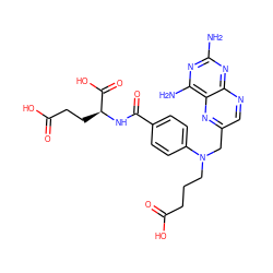 Nc1nc(N)c2nc(CN(CCCC(=O)O)c3ccc(C(=O)N[C@@H](CCC(=O)O)C(=O)O)cc3)cnc2n1 ZINC000029245595