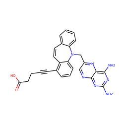 Nc1nc(N)c2nc(CN3c4ccccc4C=Cc4c(C#CCCC(=O)O)cccc43)cnc2n1 ZINC000028469810