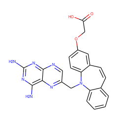 Nc1nc(N)c2nc(CN3c4ccccc4C=Cc4cc(OCC(=O)O)ccc43)cnc2n1 ZINC000013560818