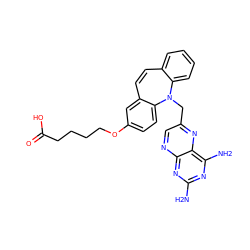 Nc1nc(N)c2nc(CN3c4ccccc4C=Cc4cc(OCCCCC(=O)O)ccc43)cnc2n1 ZINC000013560820