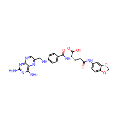 Nc1nc(N)c2nc(CNc3ccc(C(=O)N[C@@H](CCC(=O)Nc4ccc5c(c4)OCO5)C(=O)O)cc3)cnc2n1 ZINC000029411170