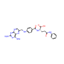 Nc1nc(N)c2nc(CNc3ccc(C(=O)N[C@@H](CCC(=O)Nc4ccccc4)C(=O)O)cc3)cnc2n1 ZINC000029413485