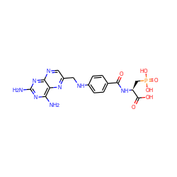 Nc1nc(N)c2nc(CNc3ccc(C(=O)N[C@@H](CP(=O)(O)O)C(=O)O)cc3)cnc2n1 ZINC000028763242