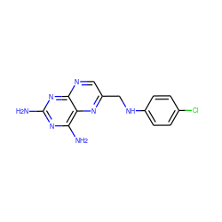 Nc1nc(N)c2nc(CNc3ccc(Cl)cc3)cnc2n1 ZINC000001760953