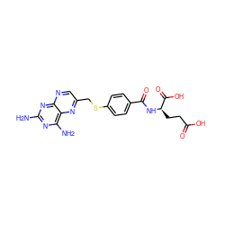 Nc1nc(N)c2nc(CSc3ccc(C(=O)N[C@H](CCC(=O)O)C(=O)O)cc3)cnc2n1 ZINC000001767352