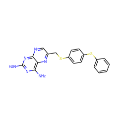 Nc1nc(N)c2nc(CSc3ccc(Sc4ccccc4)cc3)cnc2n1 ZINC000026500722